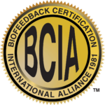 Gold seal badge for Biofeedback Certification International Alliance (BCIA), established 1981.
